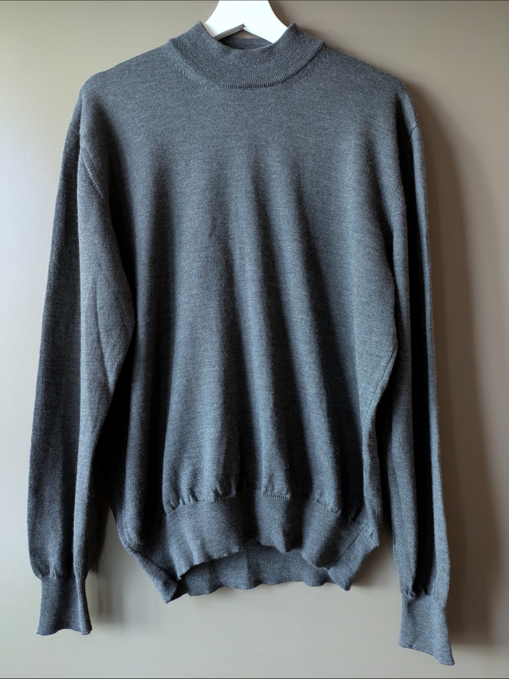 Gran Sasso Dark Grey Mock Neck Sweater Wool Cashmere Silk Men's Made in Italy